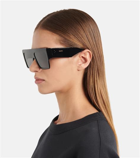 celine rectangle black sunglasses|Celine flat top sunglasses black.